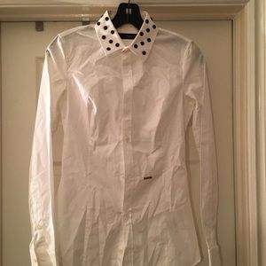 DSquared2 White Collar Studded Button Up